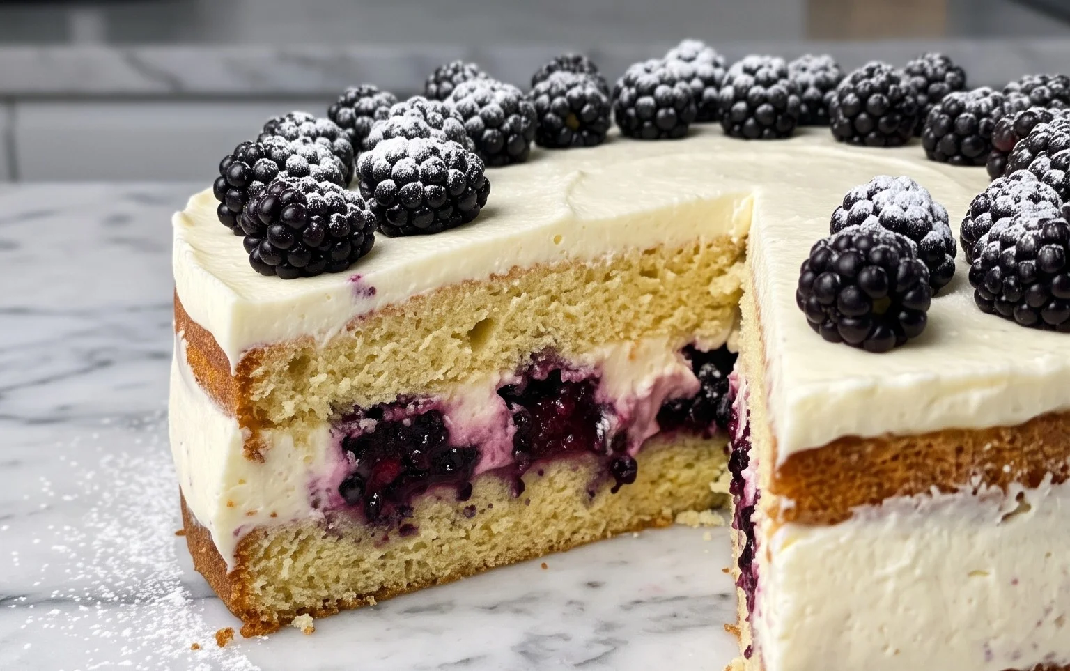 Brombeer-Torte: Joghurt-Creme & Fruchtfüllung