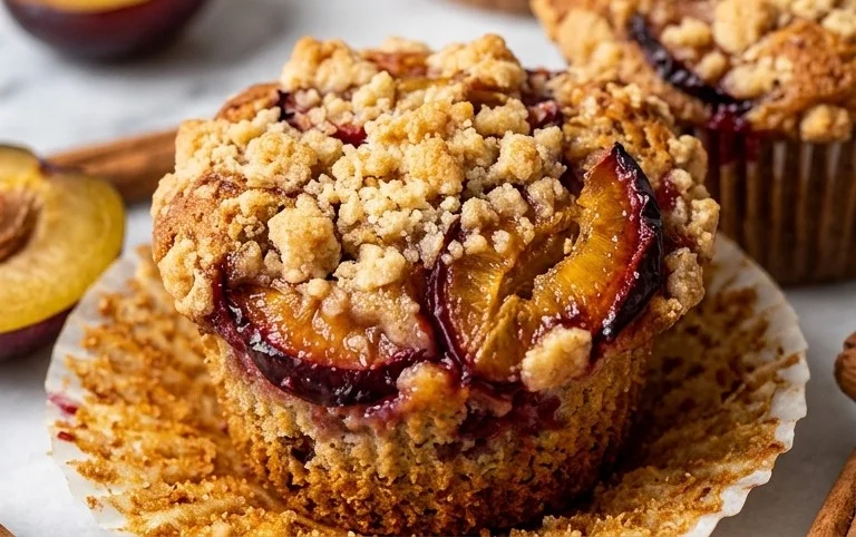 Pflaumen Muffins mit Streuseln und Zimt