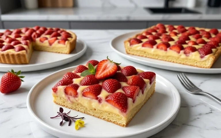 Erdbeer-Pudding-Blechkuchen: Sommer auf dem Blech!