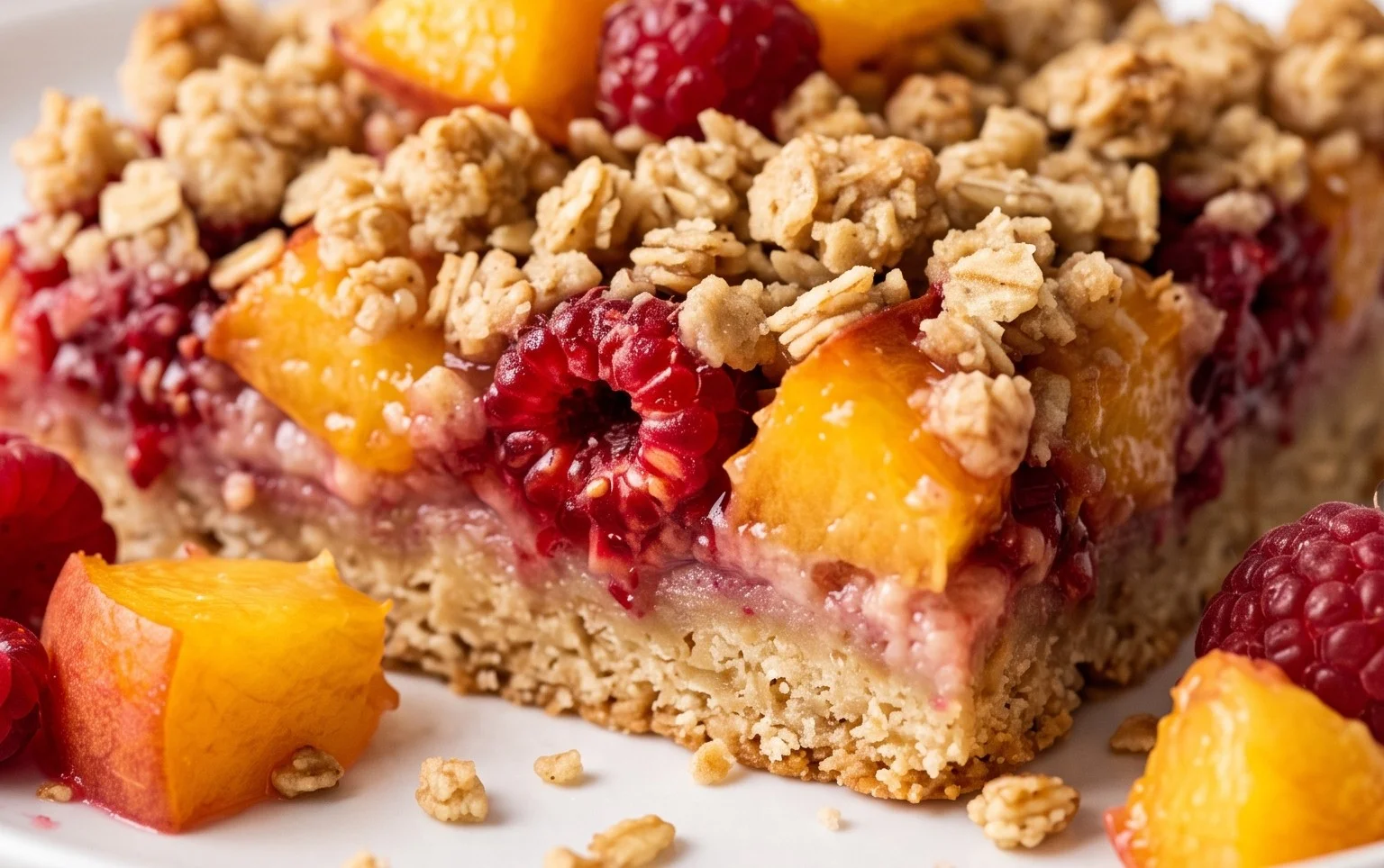 Peach & Raspberry Crumb Bars