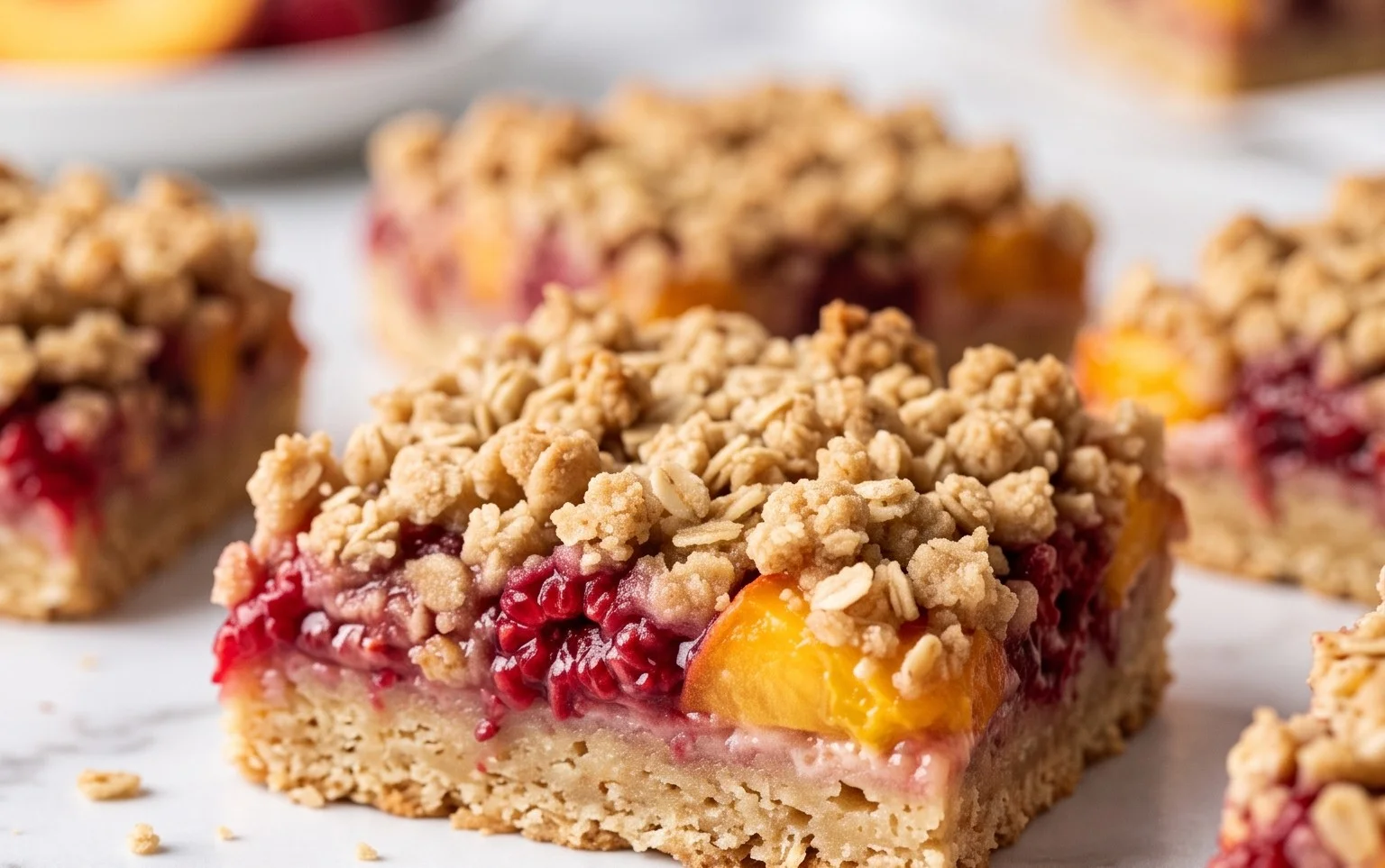 Pfirsich Himbeer Streusel Bars: Sonnige Sommer-Süße